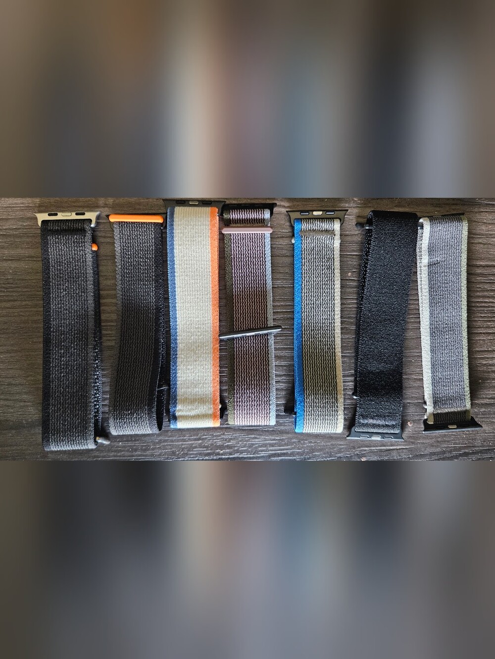 Men's Stretch Nylon Watch Strap - Black, Cream & Blue